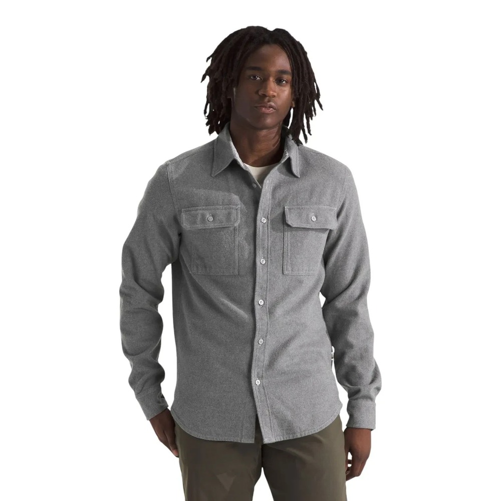The North Face Shirt Mens 2XL Gray Flannel Arroyo Button‎ Up Pockets Cotton